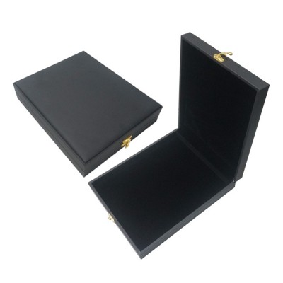 High end MDF black PU leather cover wooden ring earrings pendant bangle bracelet jewelry set gift packaging box