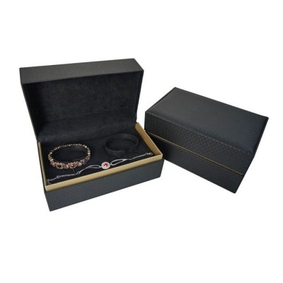 Luxury PU leather custom size black PU leather bangle bracelet jewelry set box