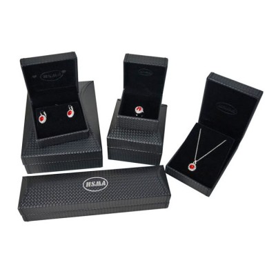 Custom logo hot stamp black PU leather jewelry packaging box